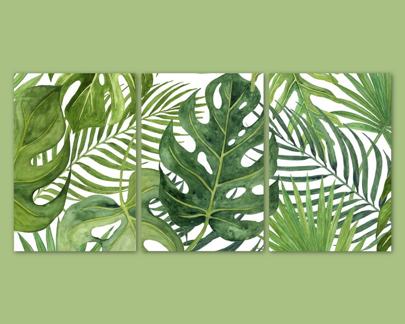 Monstera Leaf Print Set Banana Leaf Tropical Bedroom Wall Art image 3