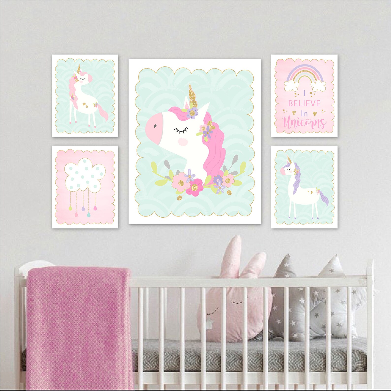 Unicorn Wall Decor Unicorn Bedroom Decor Girl Unicorn Rainbow | Etsy