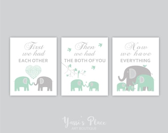 First We Had Each Other Then We Had the Both of You, Nursery Prints, Nursery Decor, Elephant Nursery Print, Baby Shower Gifts Canvas Art 124