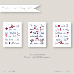 Airplane Nursery Art for boy, Baby Boy Nursery Decor in Red, Navy, Blue, Aviation Kid Wall Art,Travel art, 8x10, 11x14, 16x20 by YassisPlace