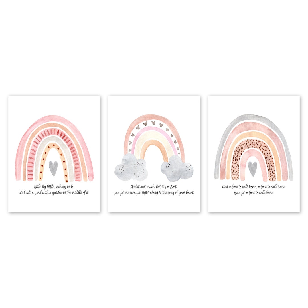 Watercolor Rainbow Wall Art With Quotes, Art Print Set 3 Prints or ...
