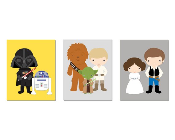 Star Wars Prints Nursery Wall Decor Custom Colors Prints Starwars Gifts Star Wars Baby Boy Nursery Decor Star Wars Gift Ideas
