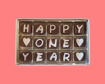 first month anniversary gift happy one 1 month cubic chocolate etsy