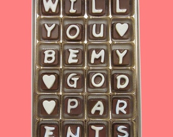 Ask Will You Be My Godparents Proposal Gift Nina and Nino Gift Godfather Proposal Gift Godmother Proposal Gift Box of Chocolate Message