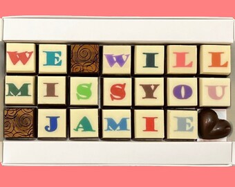 Personalized Moving Gift for Her Retirement Gift for Coworker Goodbye Gift Idea We Will Miss You Chocolates Going Away Family Friends Gift