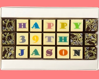 Men 39th Birthday Gift for Him Her Custom Message Chocolates Box Cute Gifts Ideas Husband Gift Born In 1985 Birthday Party Favors Decoration