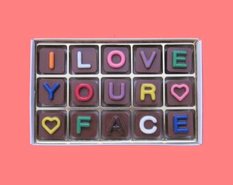 Cute Anniversary Gift for New Boyfriend Gift for Him Funny Birthday Gift Pretty Girlfriend Gift for Women I Love Your Face Chocolate Word