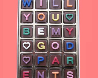 Chocolate Message Will You Be My Godparents Proposal Gift for Godmother Proposal Gift Godfather Gift for Godparents Gift for God Parents