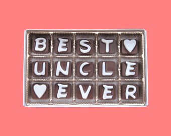 Best Uncle Ever Chocolate Word Birthday Day Gift for Uncle Gift from Niece and Nephew to Uncle Valentines Day Gift Long Distance New Uncle