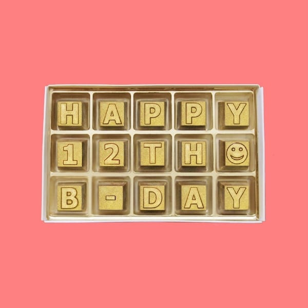 Golden Birthday Idea Gift 12th Birthday Gift for Boy Gift Box Born In 2012 Birthday Personalized Chocolate Message Luxury Custom Party Favor