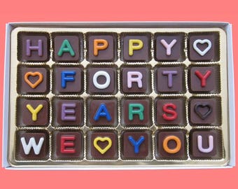 40th Anniversary 40th Wedding Anniversary Gift for Couple Parents Gift from Children Son Happy Forty 40 Years Chocolate Message Candy Box