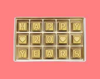 Happy 20 Years Anniversary Gift Couple 20th Wedding Anniversary Gift Parents from Child Husband from Wife Gift Gold Artisan Candy Luxury Fun