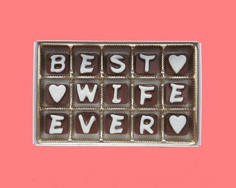 Romantic Wife Gift Wedding Anniversary Gift for Wife Birthday Gift for Wifey from Husband Best Wife Ever Chocolate Message Send A Surprise