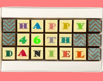 Caja de regalo de lujo con chocolate personalizado para el 46.º cumpleaños