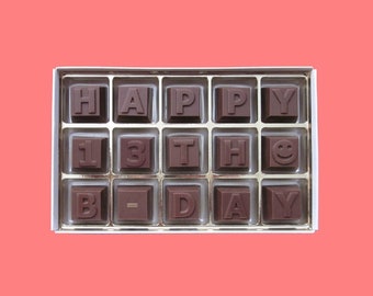13th Birthday Chocolate Gift: Happy B-Day Milk Chocolate Message