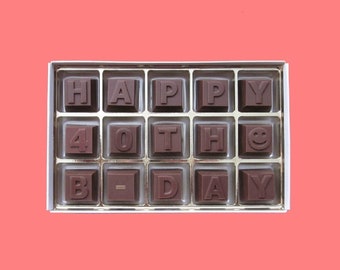 40th Birthday Chocolate Gift Box: 'Happy 40th B-Day' Message