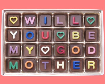 Will You Be My Godmother Proposal Gift Box of Chocolate Message Godparent Gift Asking Godmother to Be Idea Luxury Present God Mother Gift