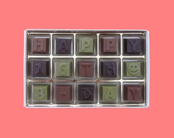 Sweet 16th Birthday Chocolate Gift: Organic Matcha Green Tea Candy Message