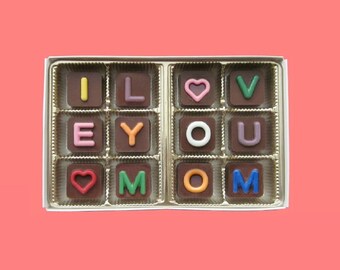 I Love You Mom Gift from Daughter to Mommy Gift Idea Cute Mother's Day Gift for Stepmom Gift for New Mum Gift from Son Box Chocolate Message