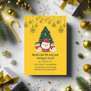 Whimsical Santa Holiday Invitation: Personalize with Canva (Instant Download)