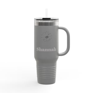 Personalized Floral Insulated Travel Mug, 40oz - Custom Name, Perfect Gift for Coffee Lovers, Travel, Work, Birthdays, Summer