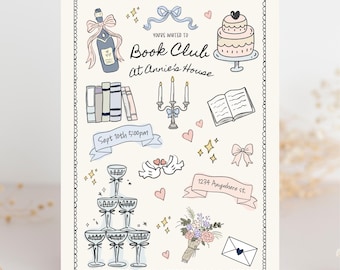Editable Book Club Invitation | Literary Reading Party (Digital Download)