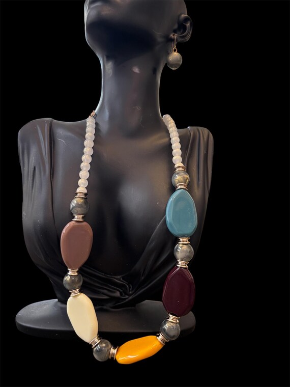 Bold Multicolor Statement Necklace Set – Chunky B… - image 1