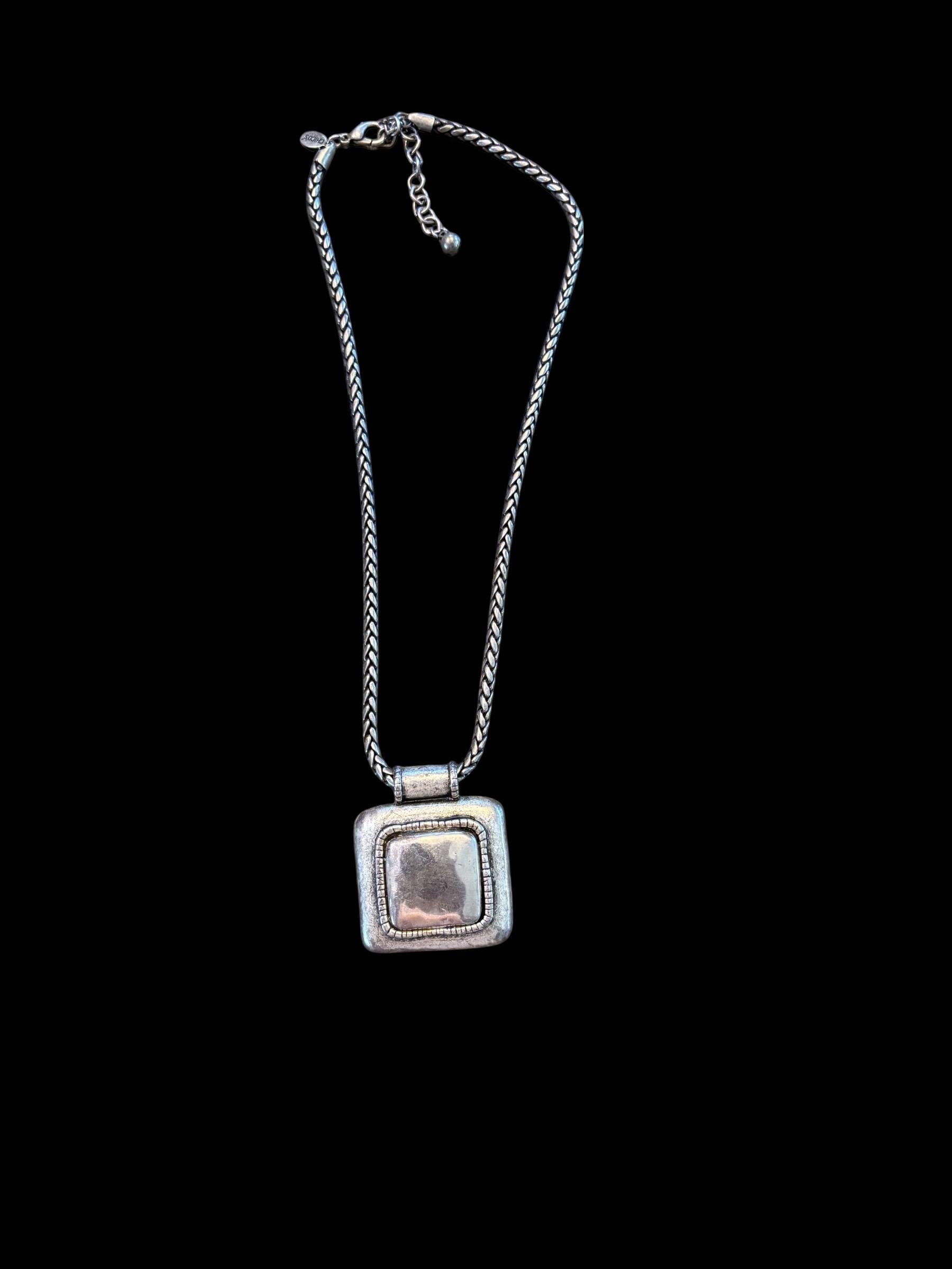 Chico\'s Bronze and Black Square Necklace Chicos Large Pendant Asian Style Necklace. For Sale at Ruby Lane main image 2