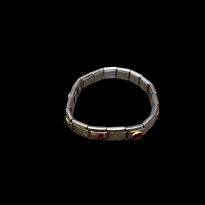 Italian Charm Bracelet Stainless Steel Gold Tone Gem Links – Customizable Modular Jewelry