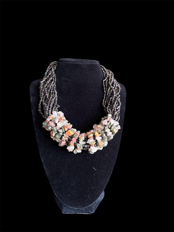Multi-Strand Natural Stone Chip Necklace | Earth … - image 1