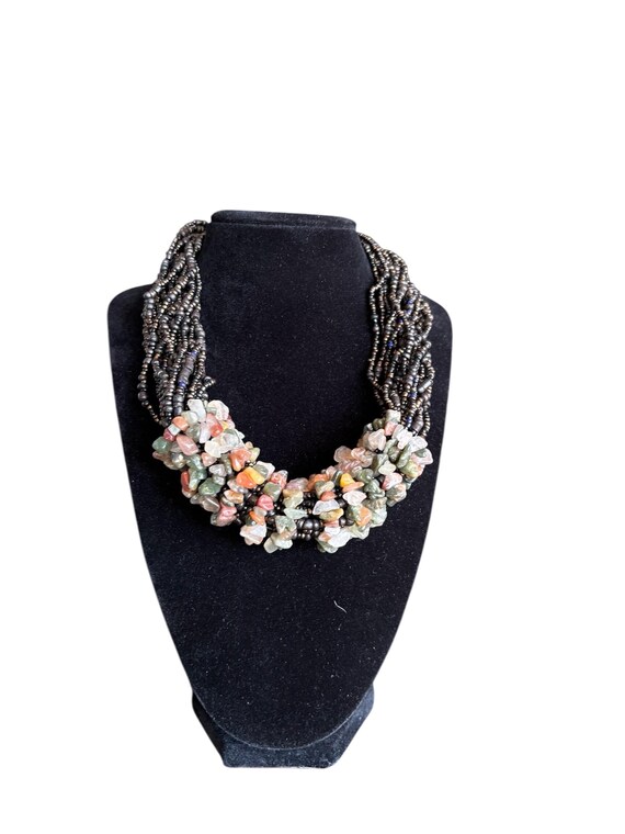 Multi-Strand Natural Stone Chip Necklace | Earth … - image 2