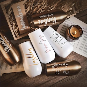 Bridesmaid Champagne Flute Tumbler, Custom Name, Insulated Flutes, Bachelorette Wine Glass Party, Birthday Wine Glass - Bridal Party Gift