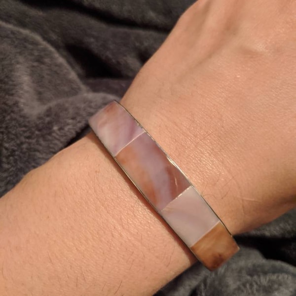 Pink Shell, Abalone Bangle Bracelet (Mother of Pearl)