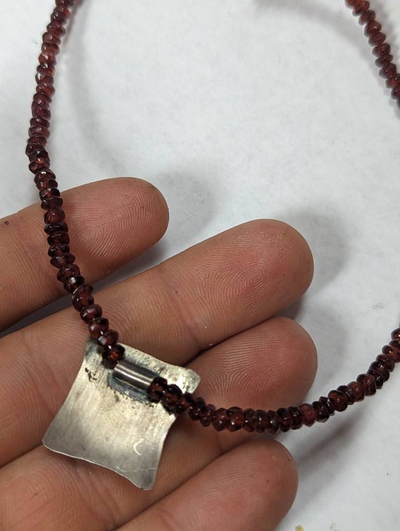 Garnet Bead and Sterling Silver Necklace - image 6