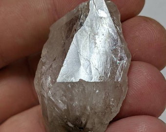 Silver Spray Rutile, inside Quartz Crystal Cluster