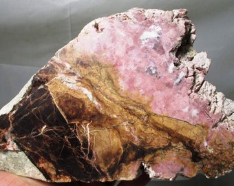 MUSEUM QUALITY Inesite / Rhodochrosite Polished Display Slab Hale Creek Mine CA