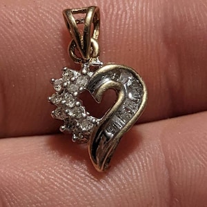 Real Diamonds and 10k Gold Heart Pendant