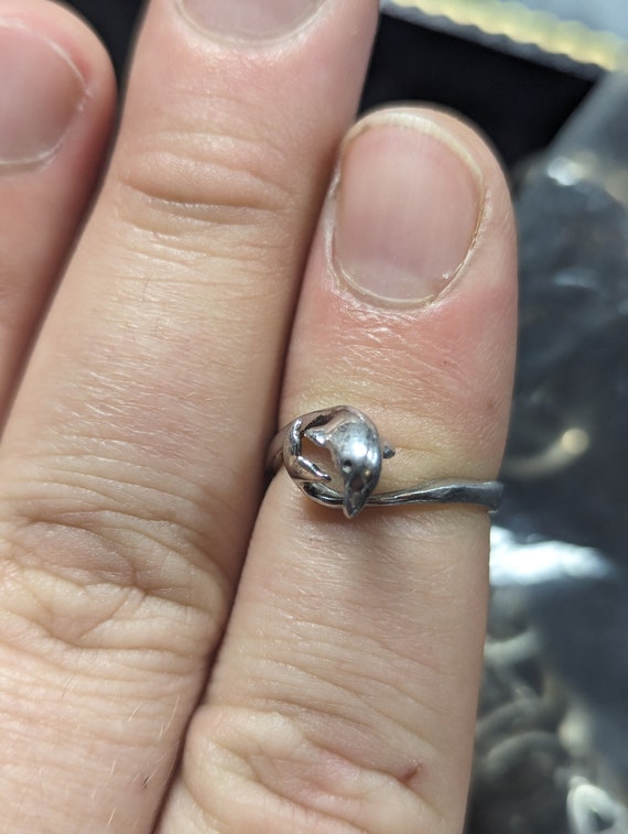 Adjustable Dolphin Sterling Silver Ring - image 2