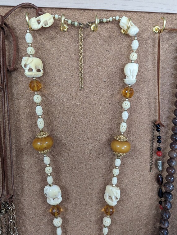 Epic Vintage Elephant Themed Statement Bone Neckl… - image 2