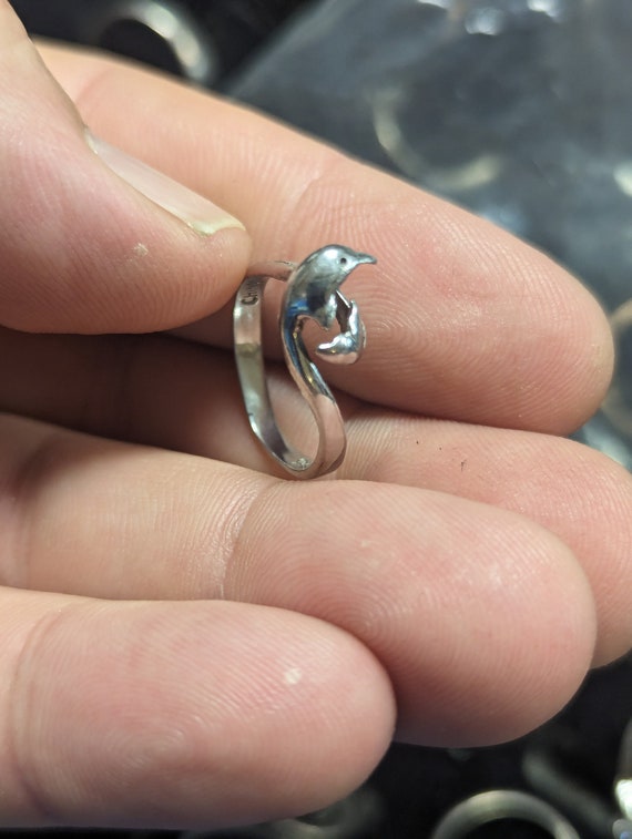 Adjustable Dolphin Sterling Silver Ring - image 1