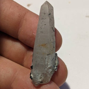 Gemmy Quartz Crystal w Black Tourmaline from Namibia