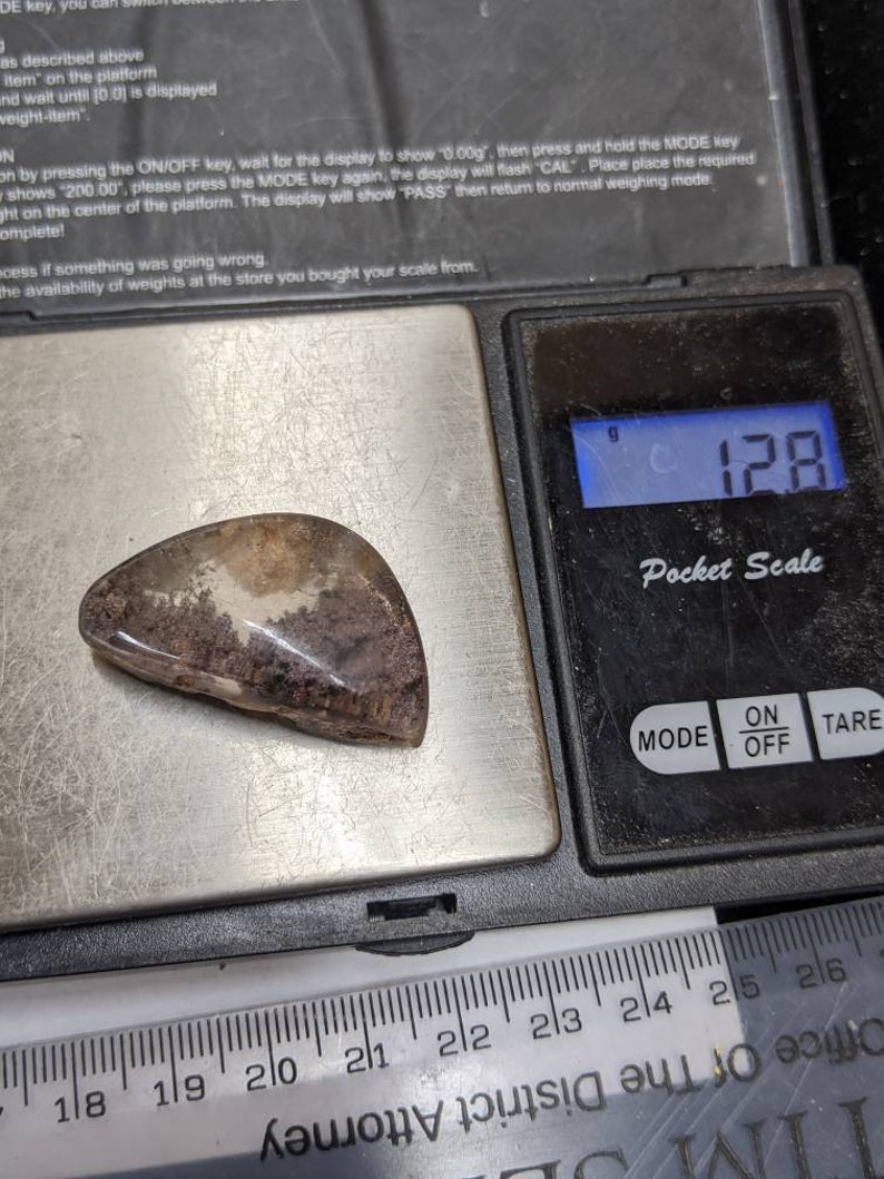 Lodolite and Chlorite Inclusions Scenic Quartz Cabochon