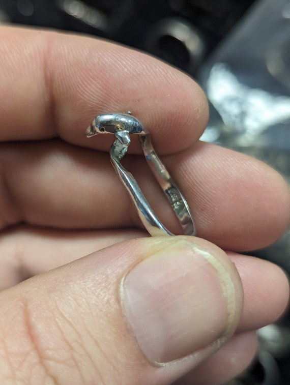Adjustable Dolphin Sterling Silver Ring - image 4