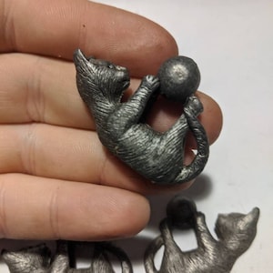 Cat on Back w Ball Pewter Figurine