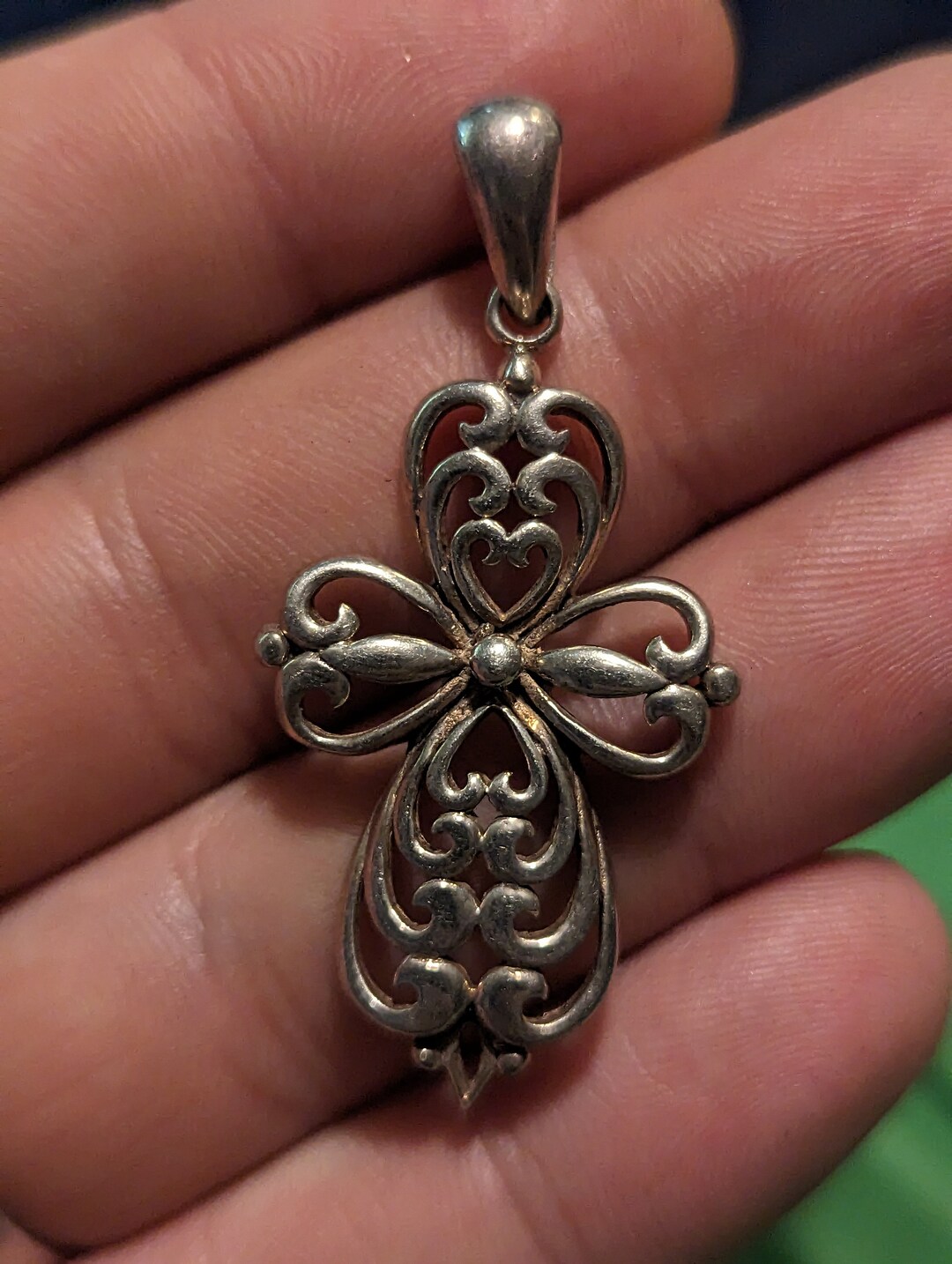 Sterling Silver Vintage Cross Pendant - Etsy