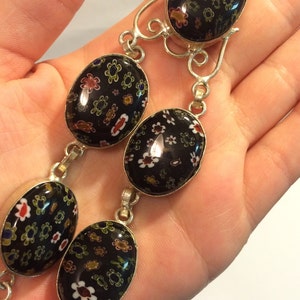 Dichroic Flower Glass Bezeled Necklace