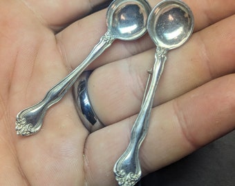 Vintage Spoon Sterling Silver Brooch / Lapel Pin