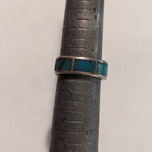 Turquoise Sterling Silver, Signed Ring Size 6.5