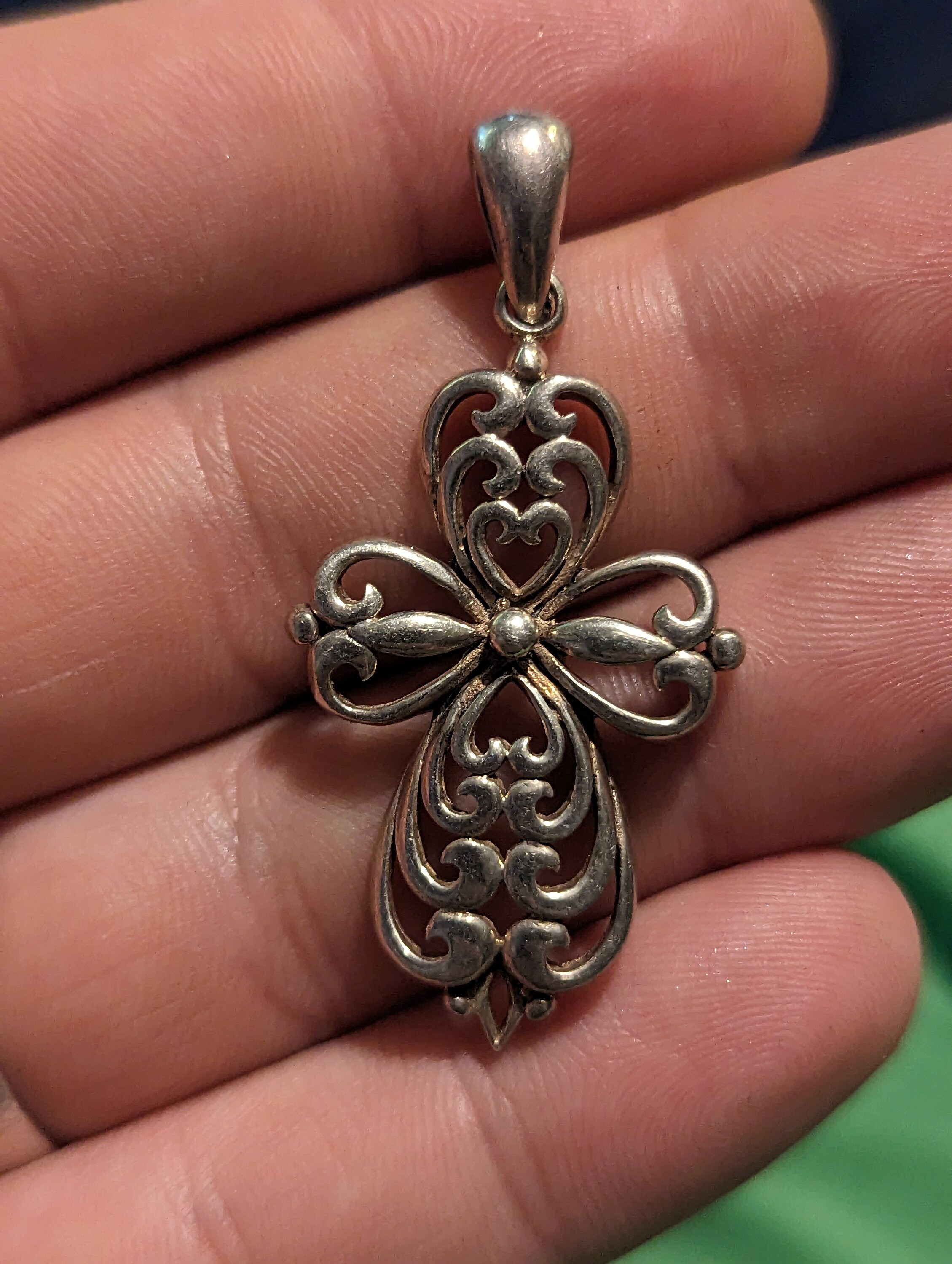 Sterling Silver Vintage Cross Pendant - Etsy