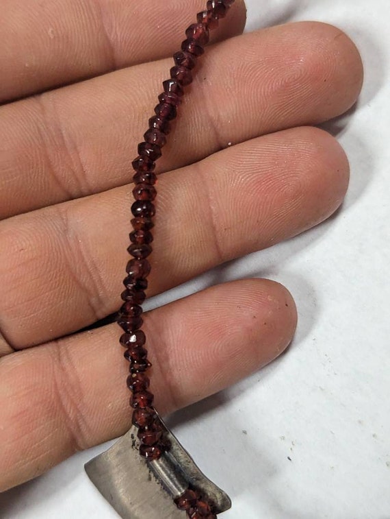 Garnet Bead and Sterling Silver Necklace - image 3